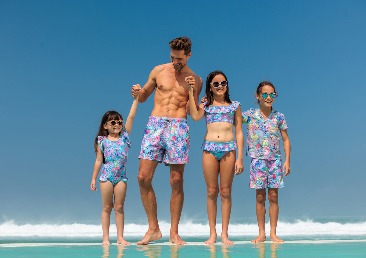 Coral Little Girls Swimsuit - Mother & Daughter Set