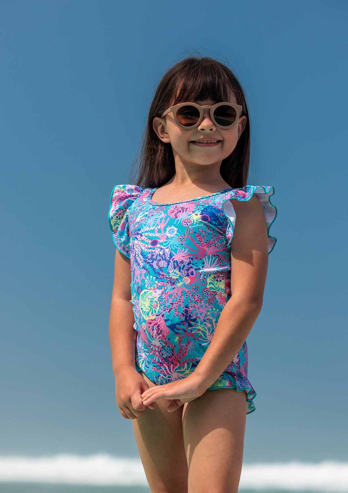 Coral Little Girls Swimsuit - Mother & Daughter Set