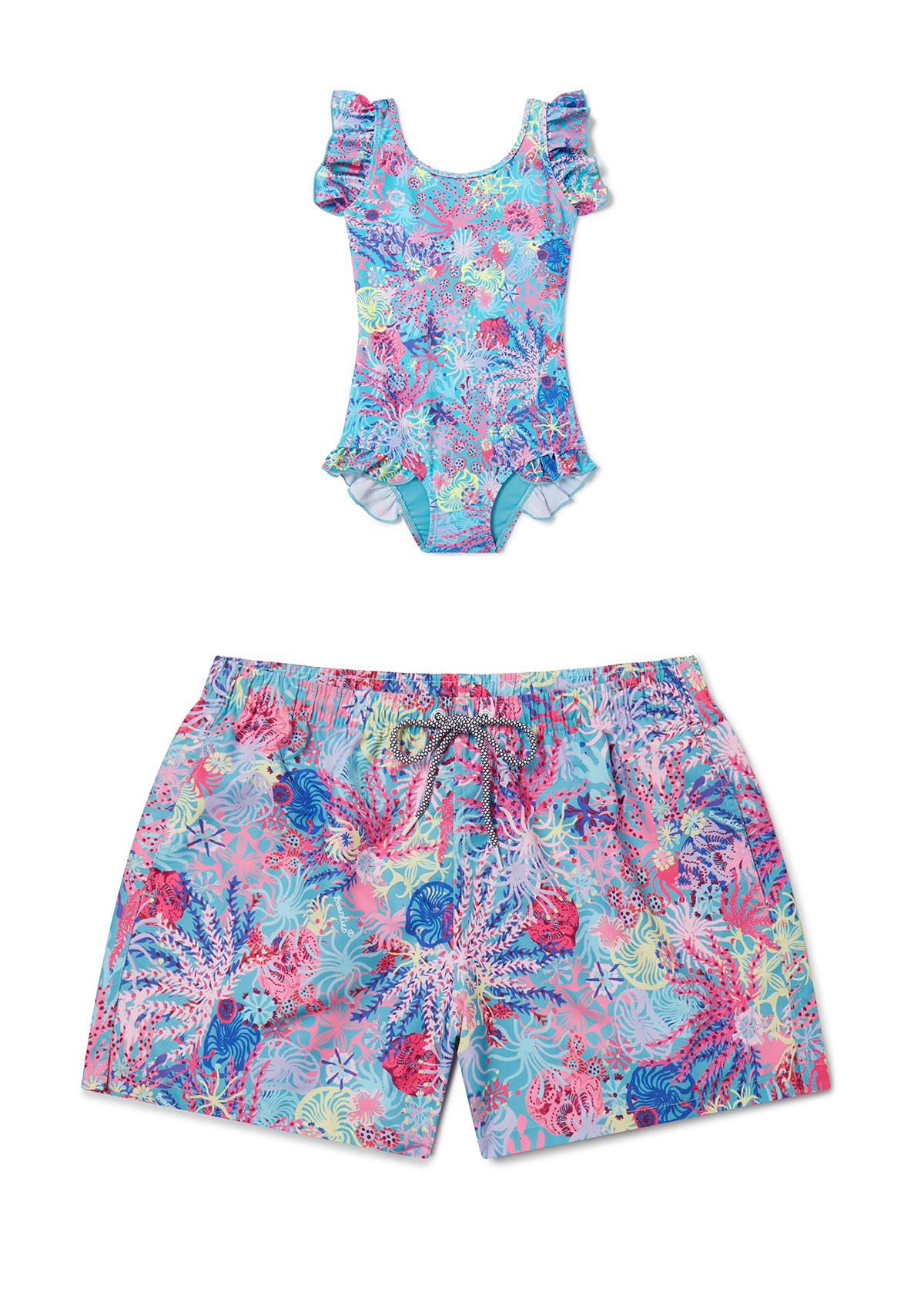 Coral Little Girls Swimsuit - Mother & Daughter Set