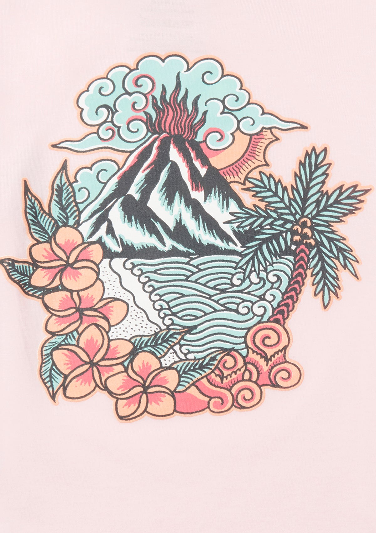 Boardies® Kids Agung Volcano T-Shirt Pink Back Graphic Close Up