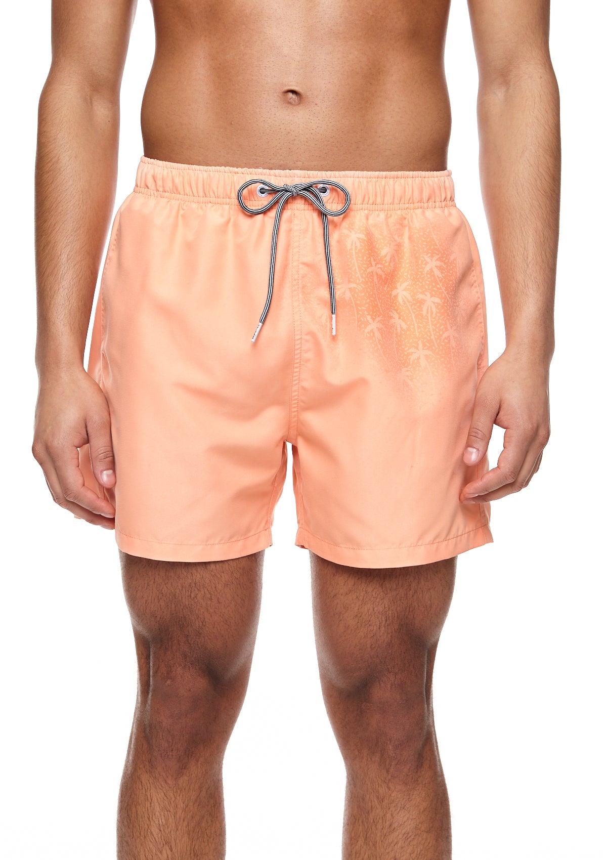 Boardies® Peach Water Reactive Mid Shorts Partly Reacted Palm Trees