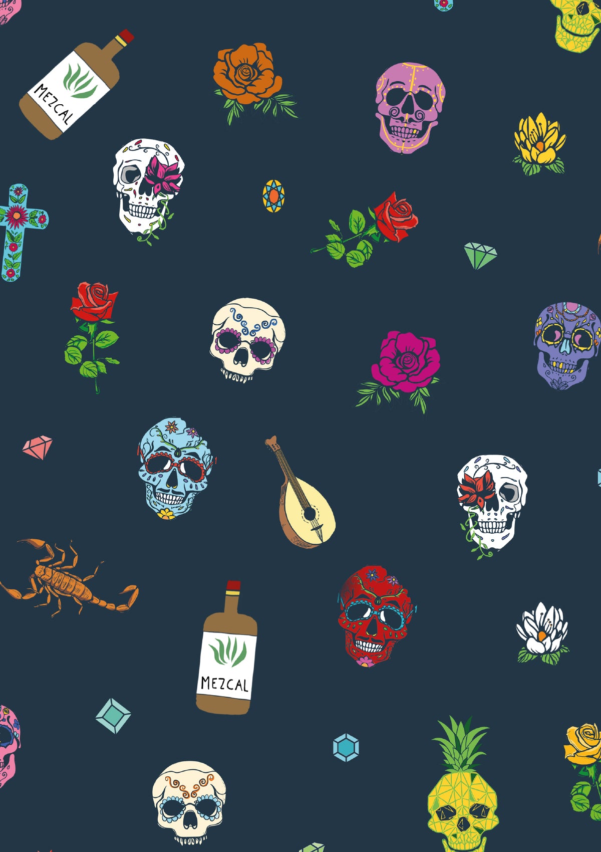 Boardies Day of the Dead Short Print Close Up