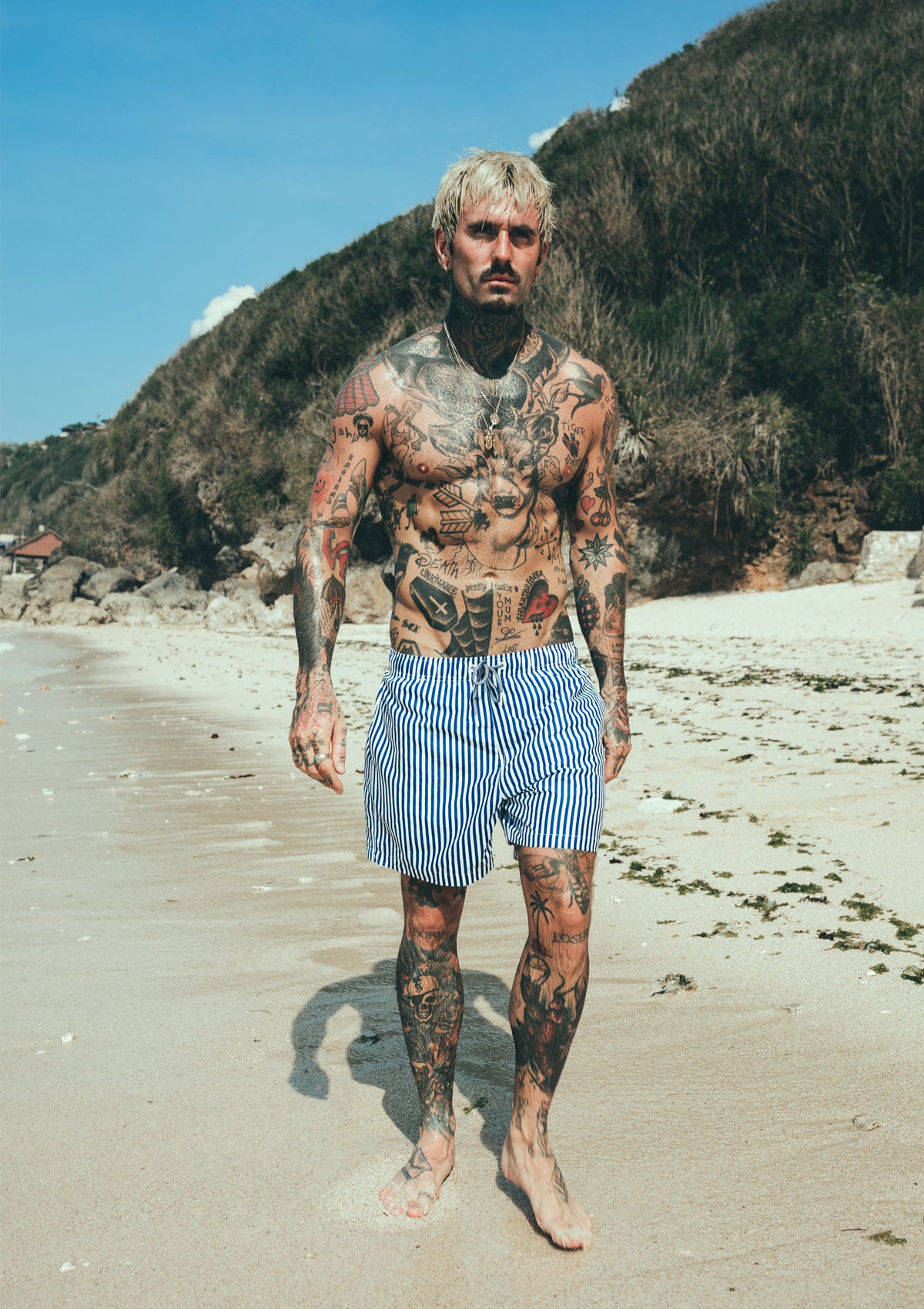 Boardies® Deck Stripe Mid Shorts Customer Beach Photo