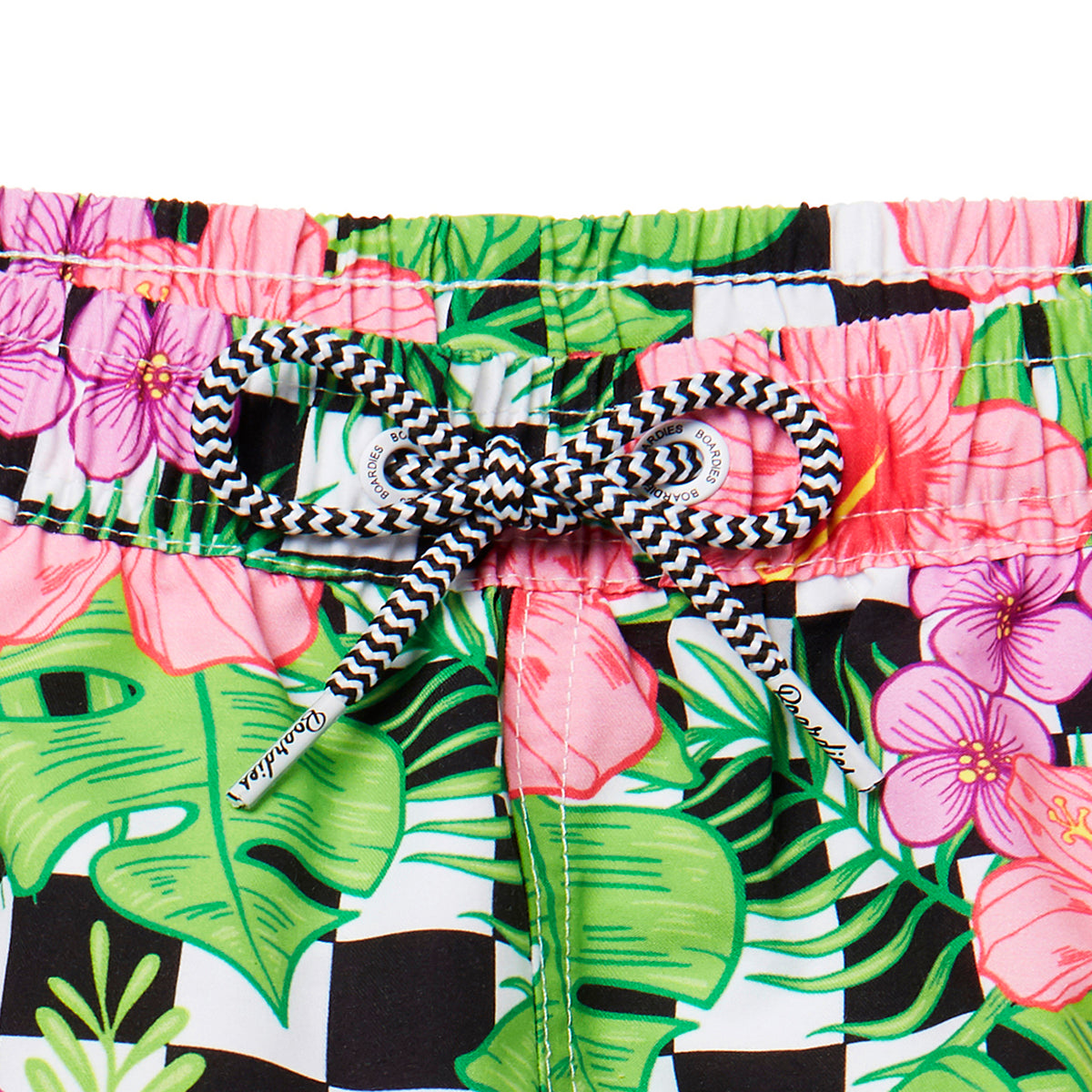 Boardies® Kids Checker Flower Shorts Detailing Close Up