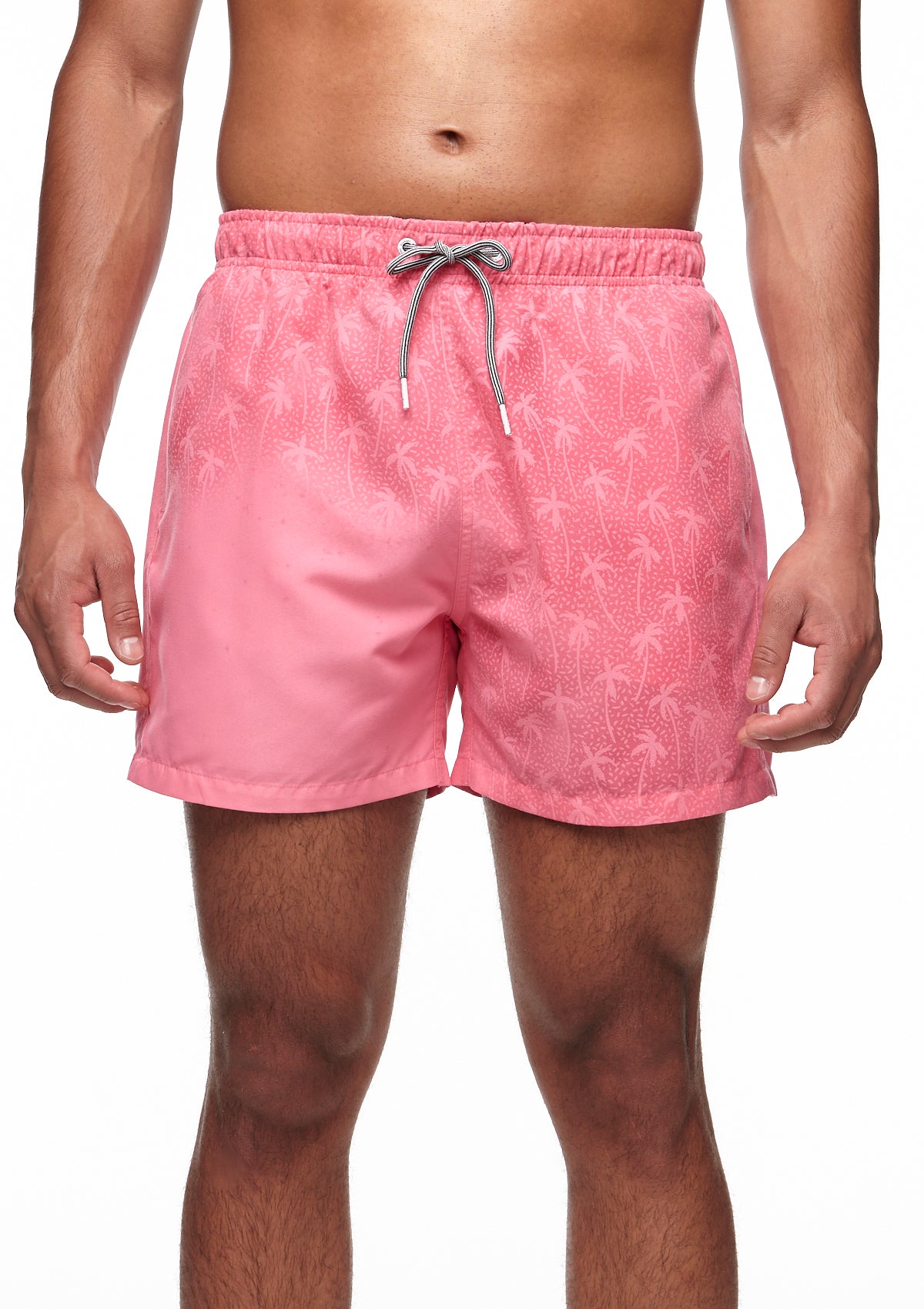 Boardies® Rose Pink Water Reactive Palm Trees Mid Shorts Front