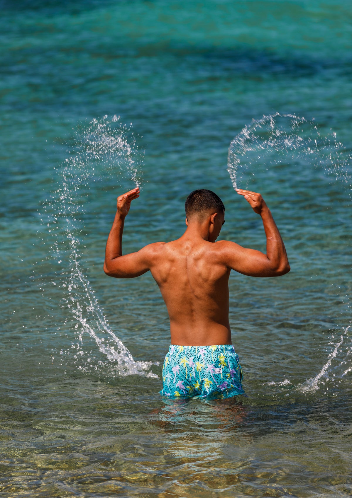 Boardies® Flair Palm III Mid Short Sea View