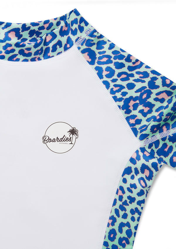 Boardies® Kids SS22 Lime Leopard Rash Guard