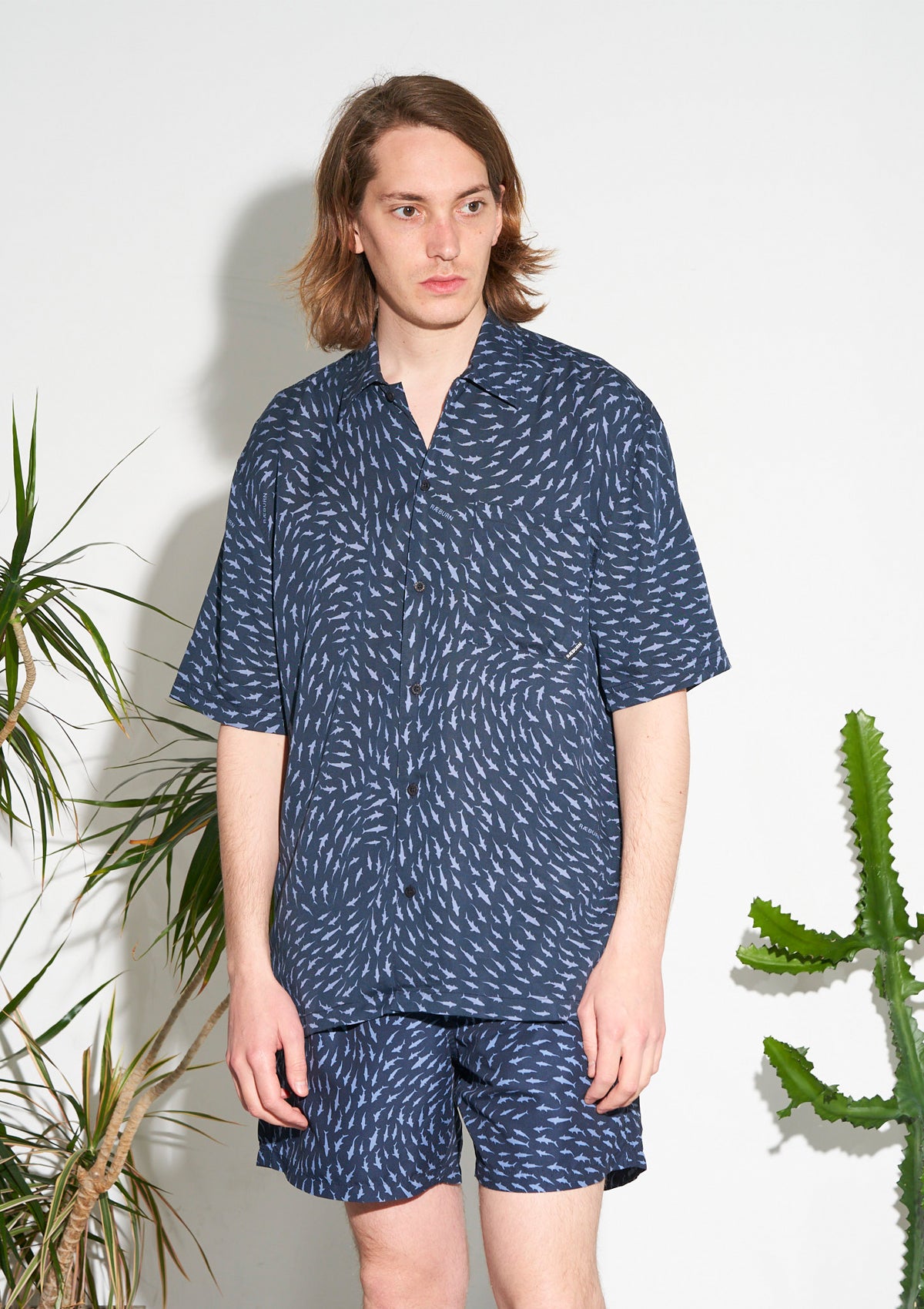 Boardies® X Raeburn Sharks Grey Mid Shorts and Matching Shirt