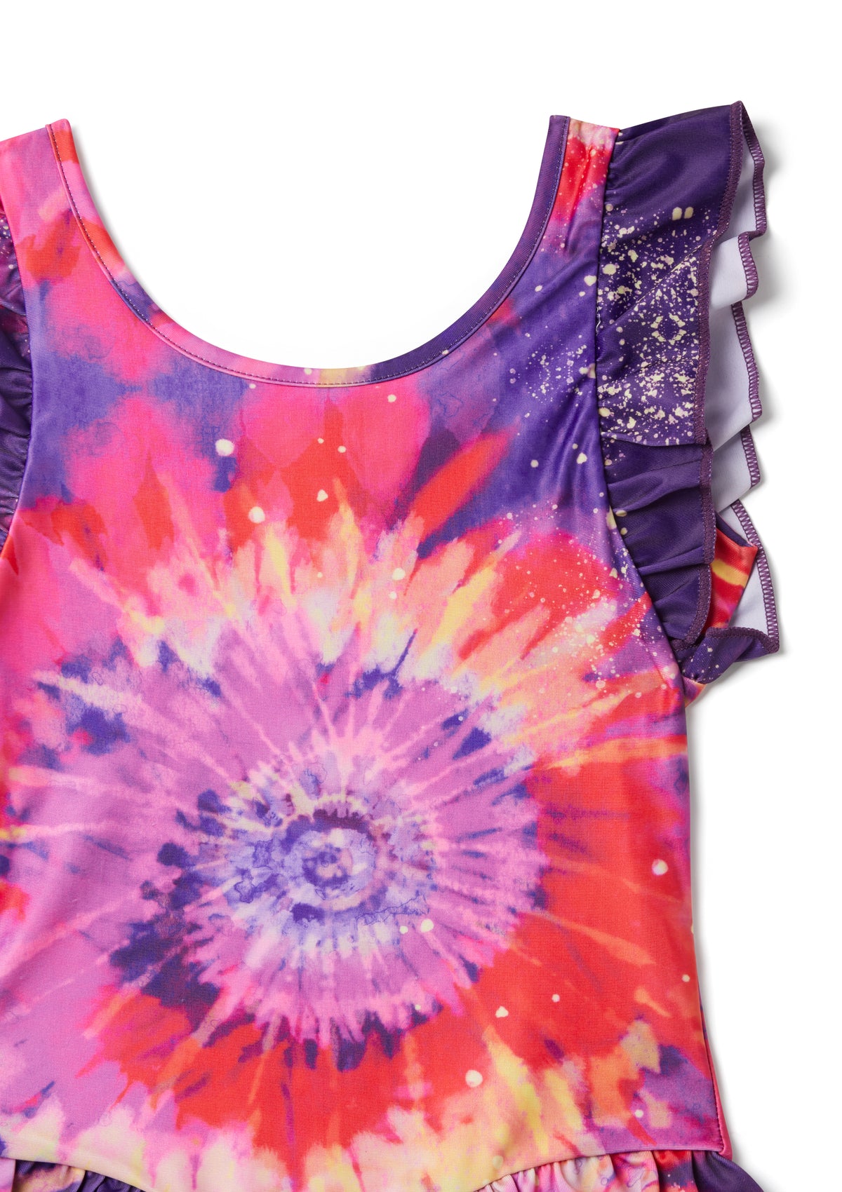 Bright Tie Dye Ruffle Swimsuit