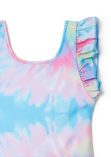 Spiral Tie Dye Ruffle Swimsuit