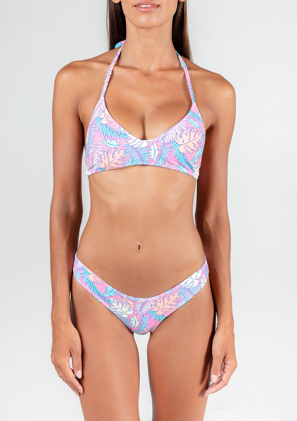 Boardies® Women's Palmtopia Halter Tie Top Front Full Bikini